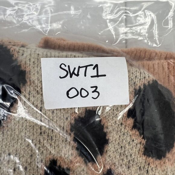 4Sienna Size L Cardigan Sweater Leopard Animal Print Open Front Knit Soft Casual - Picture 10 of 10